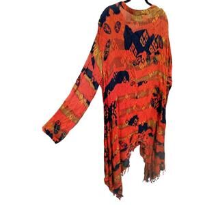 Nefertiti Dress Size M Tiki Tribal Orange